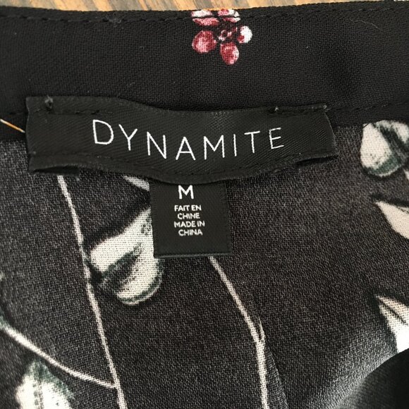 [Dynamite] Black Floral Long Sleeve Peplum Blouse | M | Good - Picture 12 of 14